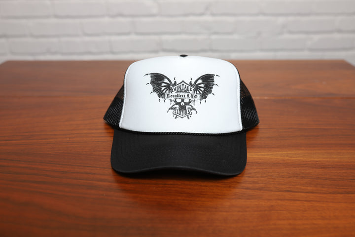 Recollect Harley logo black and white trucker hat