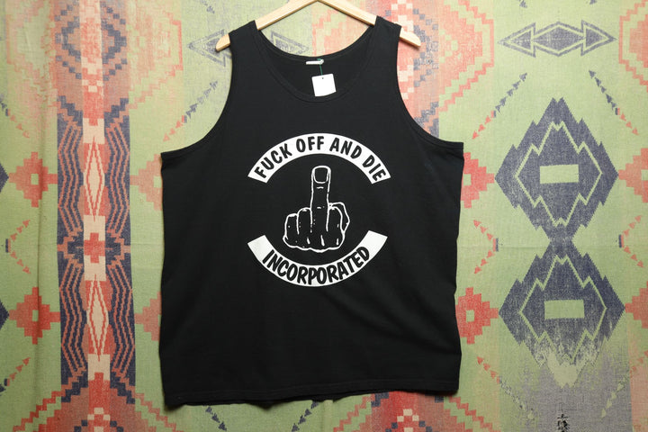 F off and Die Middle Finger Vintage Tank Top XXL 2000s