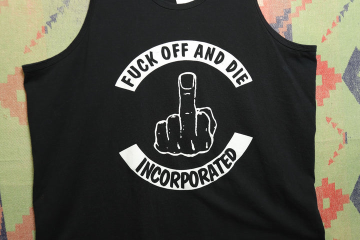 F off and Die Middle Finger Vintage Tank Top XXL 2000s