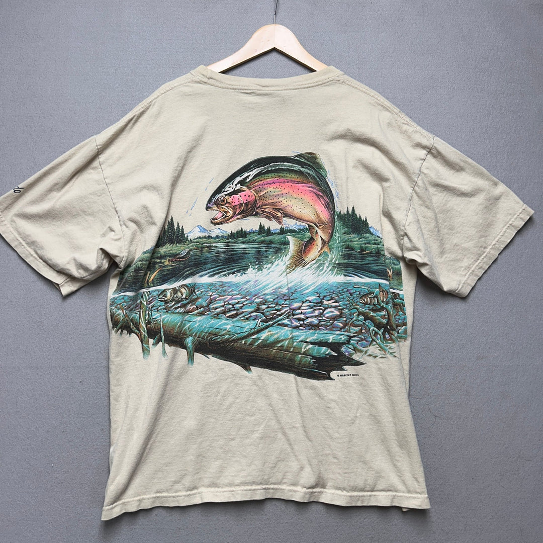 Vintage All Over Print Trout Fish T Shirt size XXL