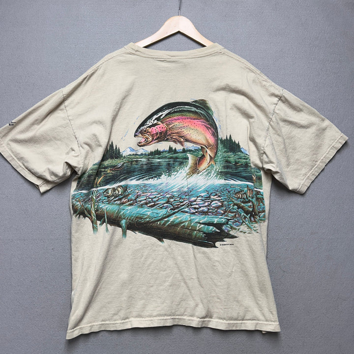 Vintage All Over Print Trout Fish T Shirt size XXL