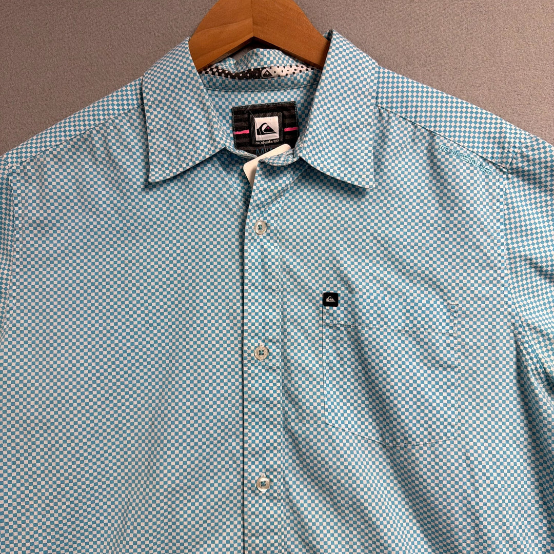 Vintage Quiksilver Y2K Checkerboard Button Down Shirt Size Medium