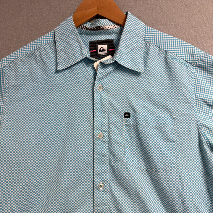 Vintage Quiksilver Y2K Checkerboard Button Down Shirt Size Medium