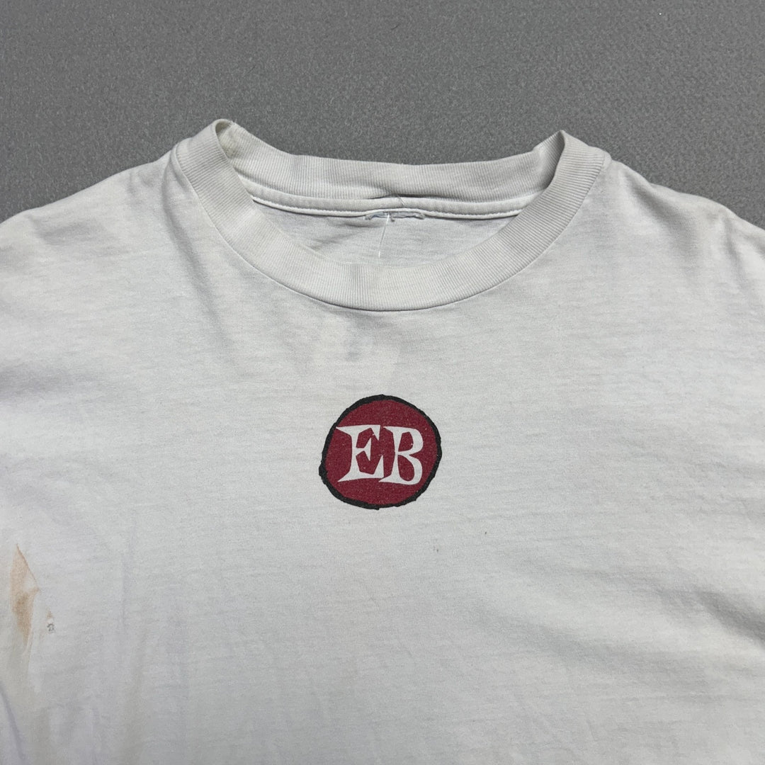 Vintage 90s Ernie Ball "Can of Whoop-Ass" Guitar Strings White T Shirt Size L