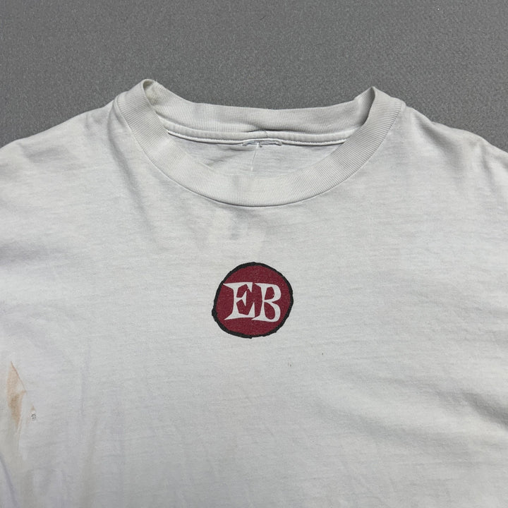 Vintage 90s Ernie Ball "Can of Whoop-Ass" Guitar Strings White T Shirt Size L