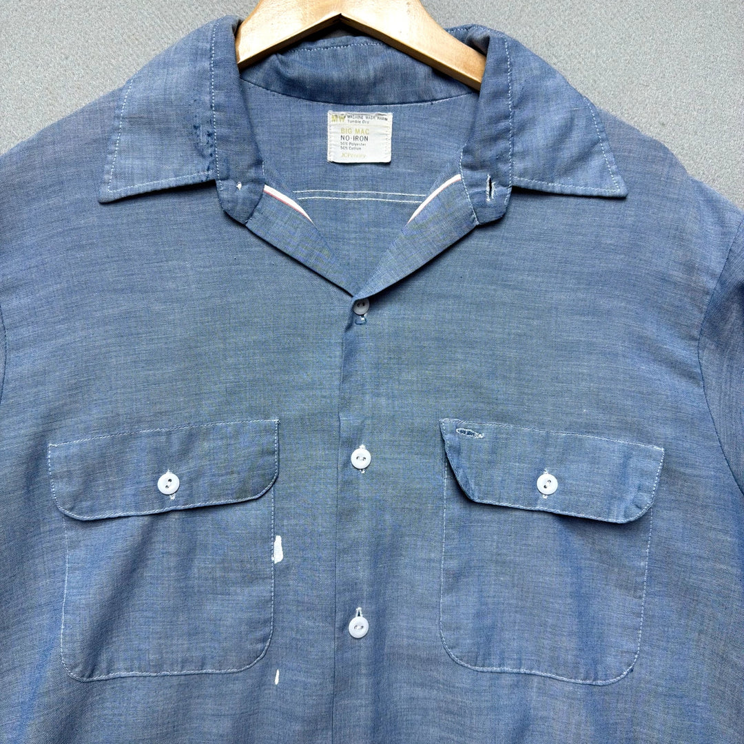 Vintage Big Mac Selvedge Chambray Denim Shirt Size Large 70s