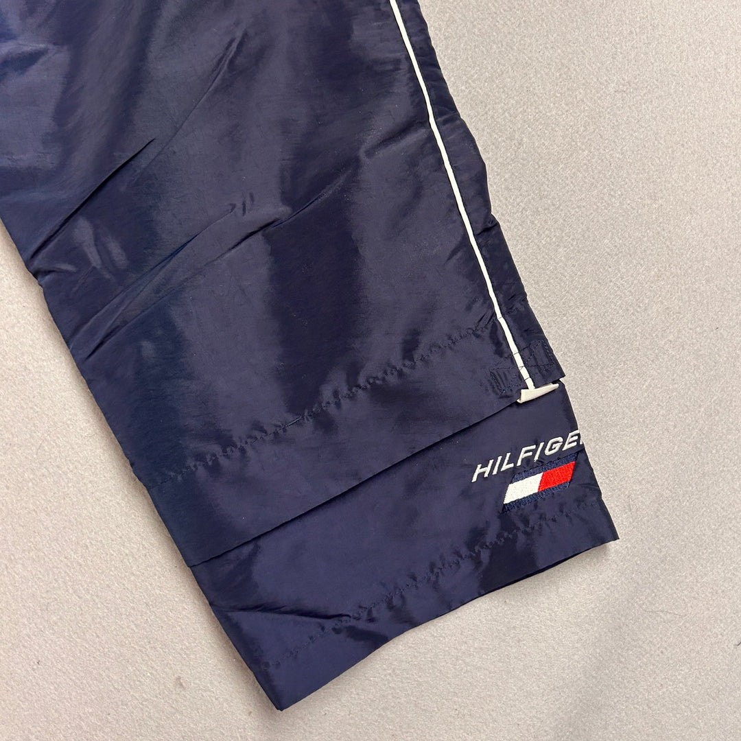 Vintage 90s Tommy Hilfiger Athletics Track Pants Mens L Nylon Windbreaker Blue
