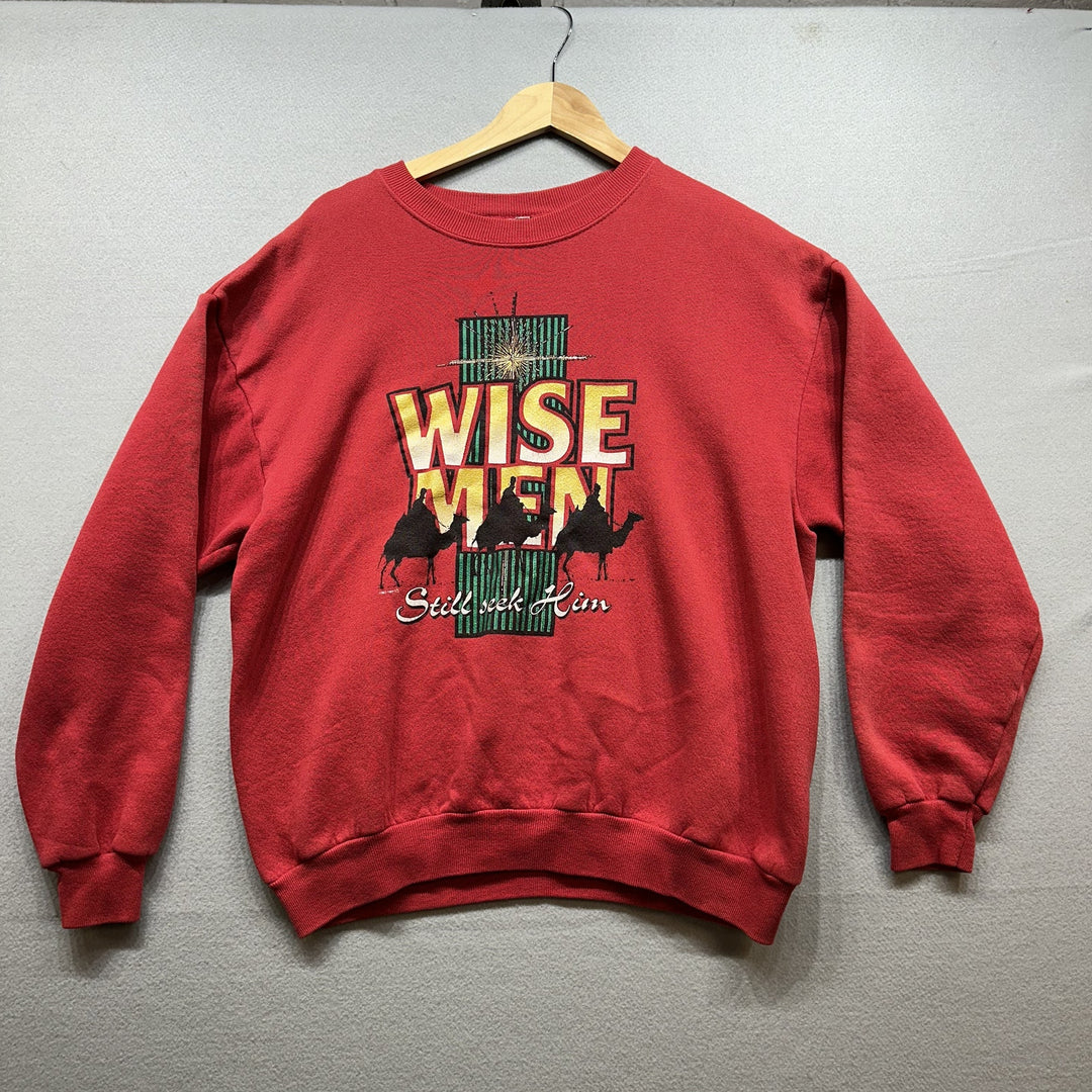 Vintage Wise Men Still Seek Him Jesus Christmas Sweatshirt Size Medium