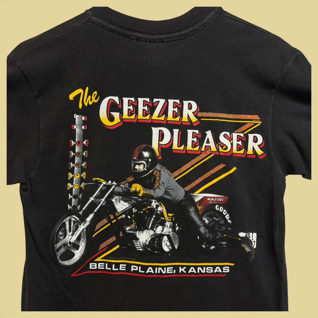 VTG Nungesser Engineering Geezer Pleaser 80s Harley Drag Racing T Shirt Medium