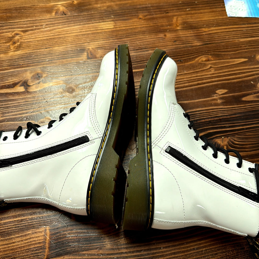 Dr Martens White Patent Leather White Boots Size Womens 6