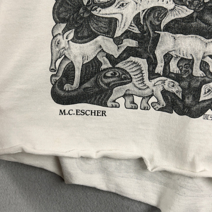 Vintage MC Escher Cropped Art T Shirt Size Medium