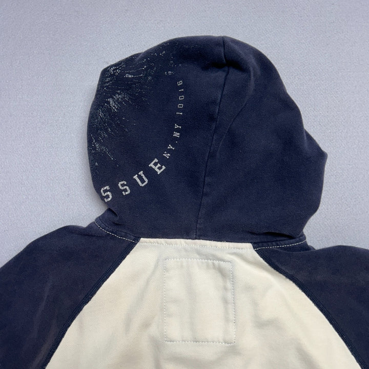 American Eagle Mens XL Navy White Two Tone Vintage Grunge Y2k Distressed Hoodie