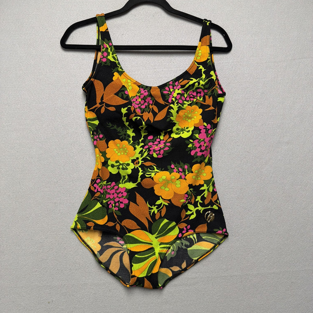 Vintage Mid Century Helanca Fabric One Piece Swimsuit Made in italy Size 12