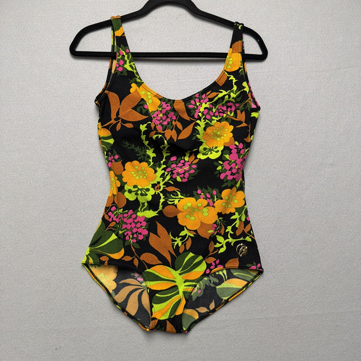 Vintage Mid Century Helanca Fabric One Piece Swimsuit Made in italy Size 12