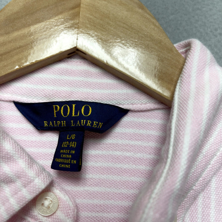 Boys Polo Ralph Lauren Pink Stripe Button Down Shirt Large (12-14)