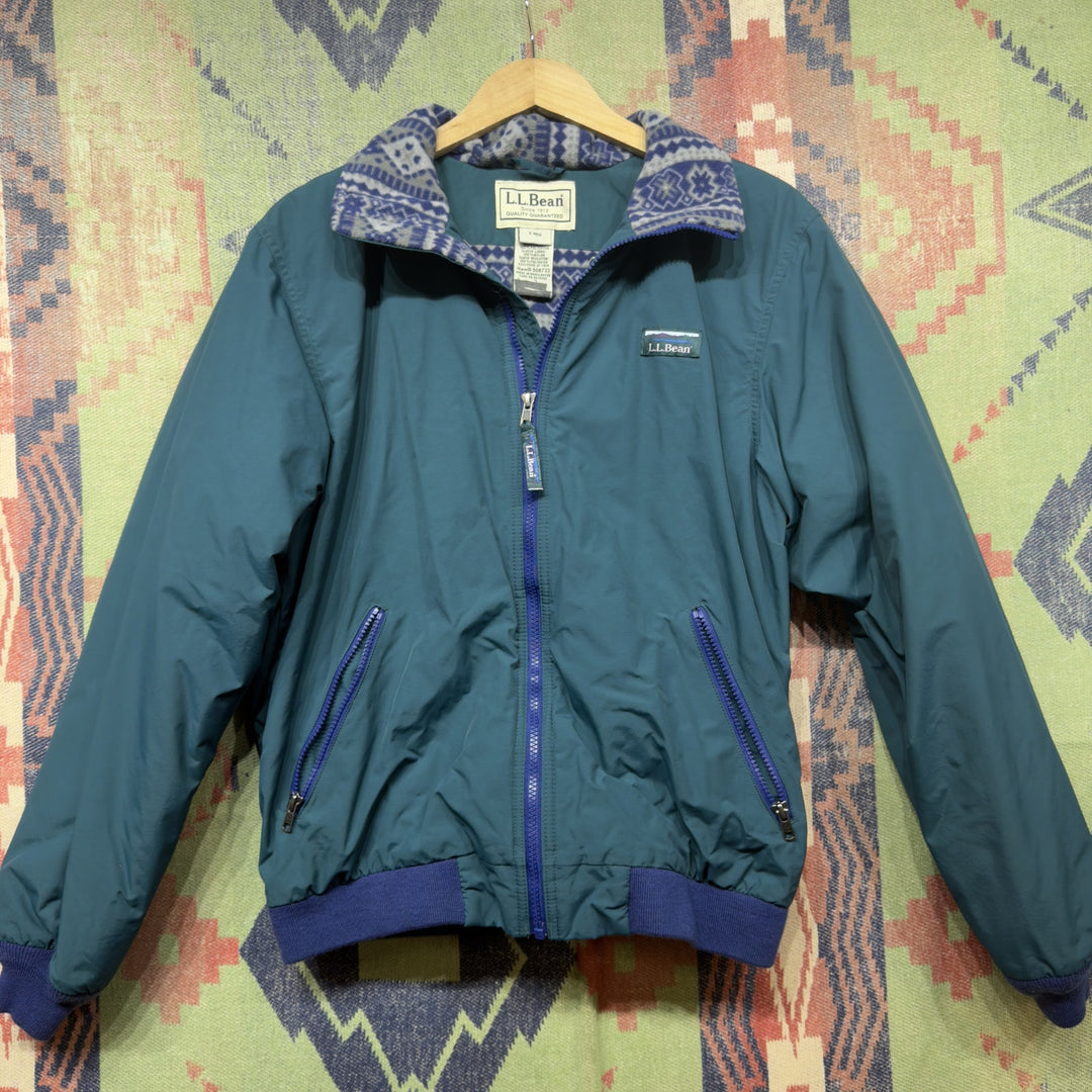 L.L. Bean Aztec Lined Vintage Warm Up Jacket Small 90s