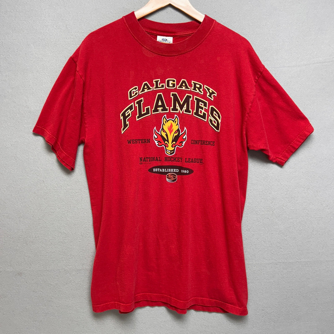 Vintage Calgary Flames NHL Hockey Red Shirt Size Large