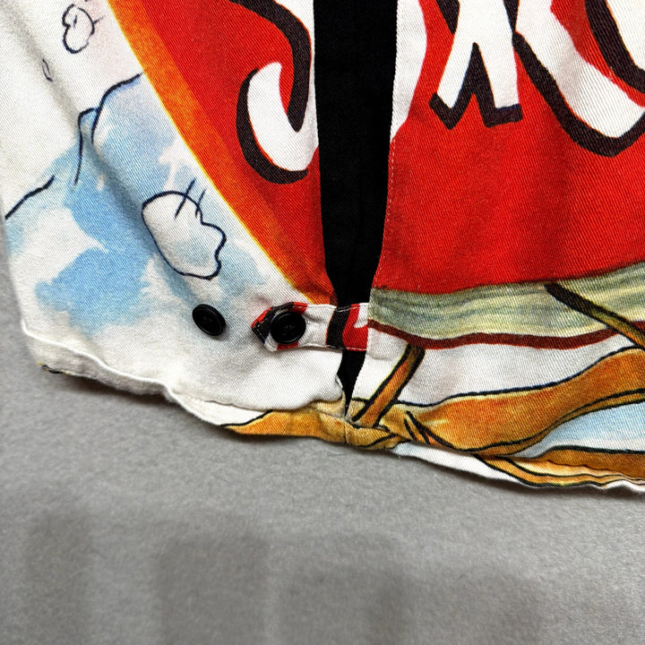 Disney Goofy and the Art of Skiing Retro Viscose Button Down Shirt Size Large