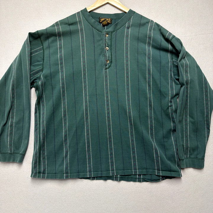 Vintage Eddie Bauer Striped Henley TShirt Size XXL