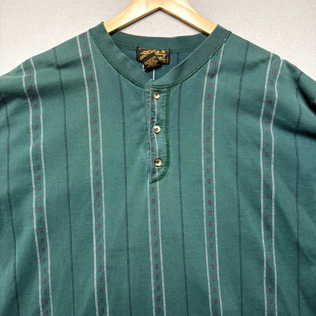 Vintage Eddie Bauer Striped Henley TShirt Size XXL