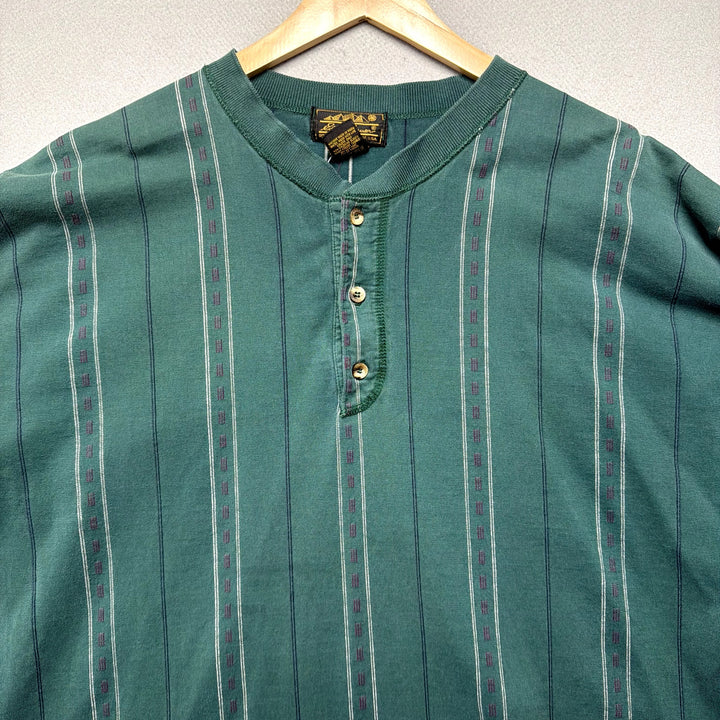 Vintage Eddie Bauer Striped Henley TShirt Size XXL