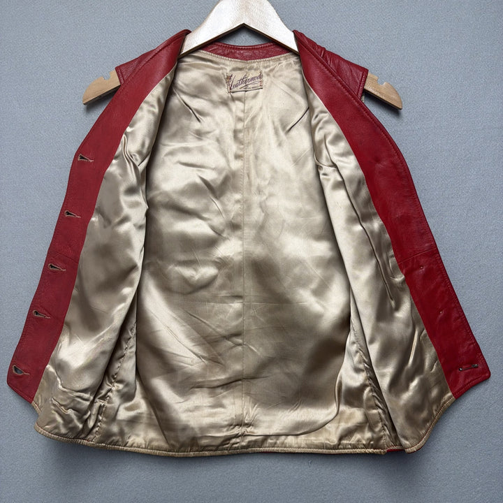 Vintage LeatherMode Red Leather Vest Size Small