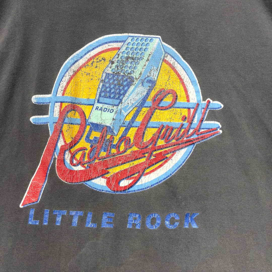 Vintage Radio Grill Little Rock Faded Black Cropped T Shirt size Large