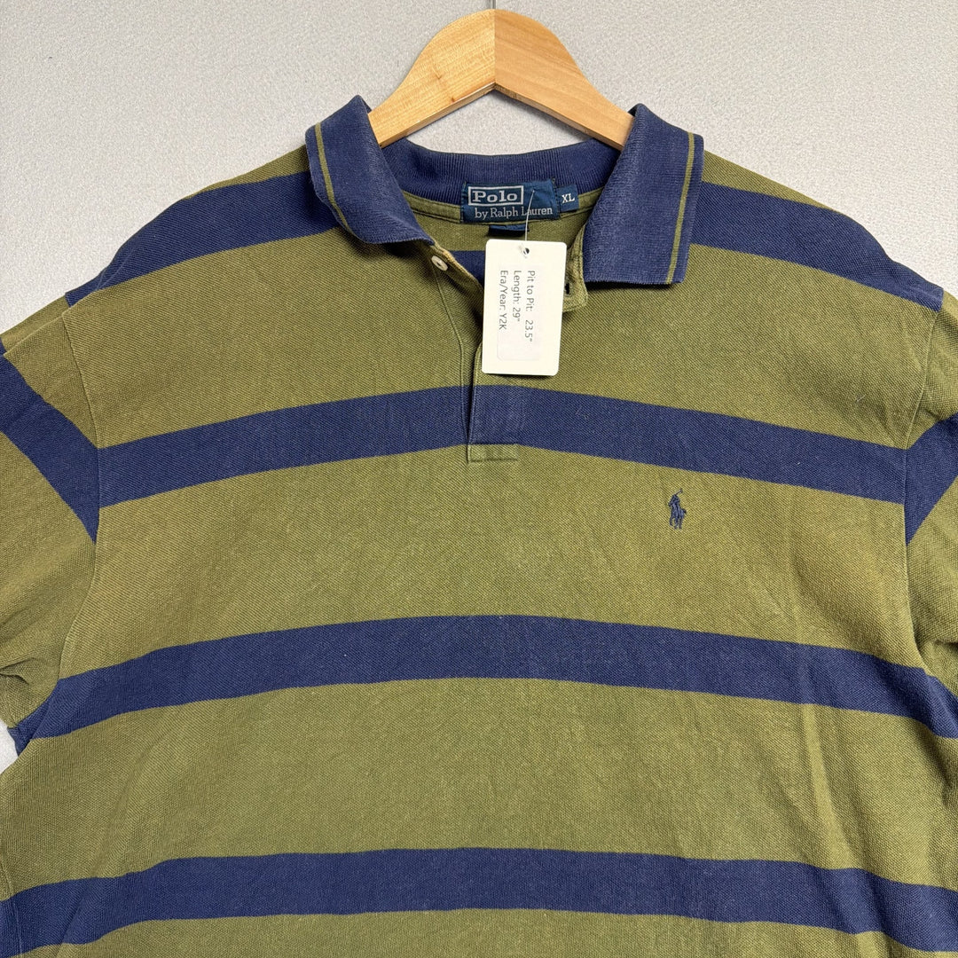 Vintage Ralph Lauren Olive and Blue Polo Shirt Size XL