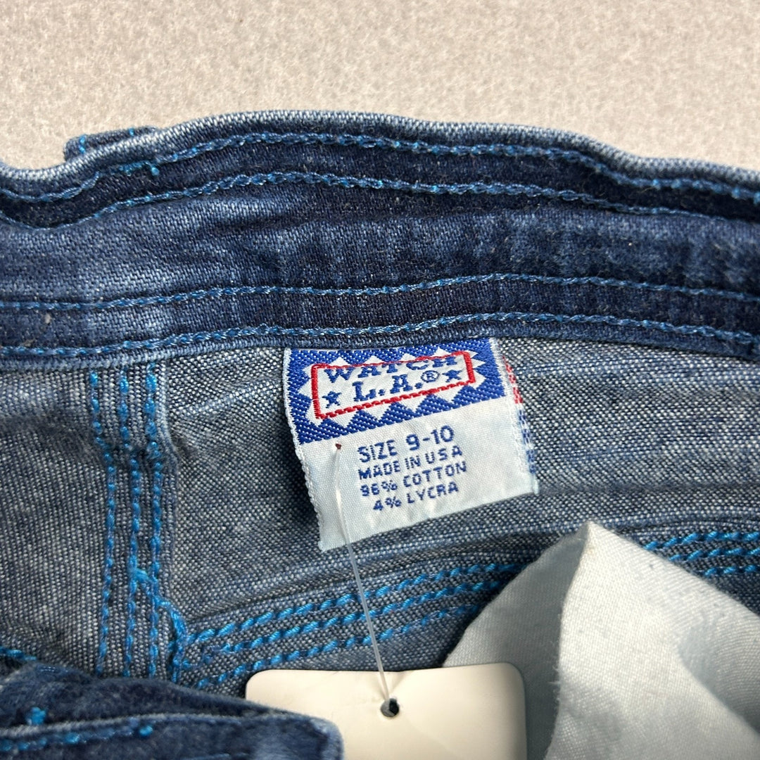 Vintage 80's Watch LA Women's Mid Rise Dark Wash Jeans W/ Blue Stitching 26 x 29