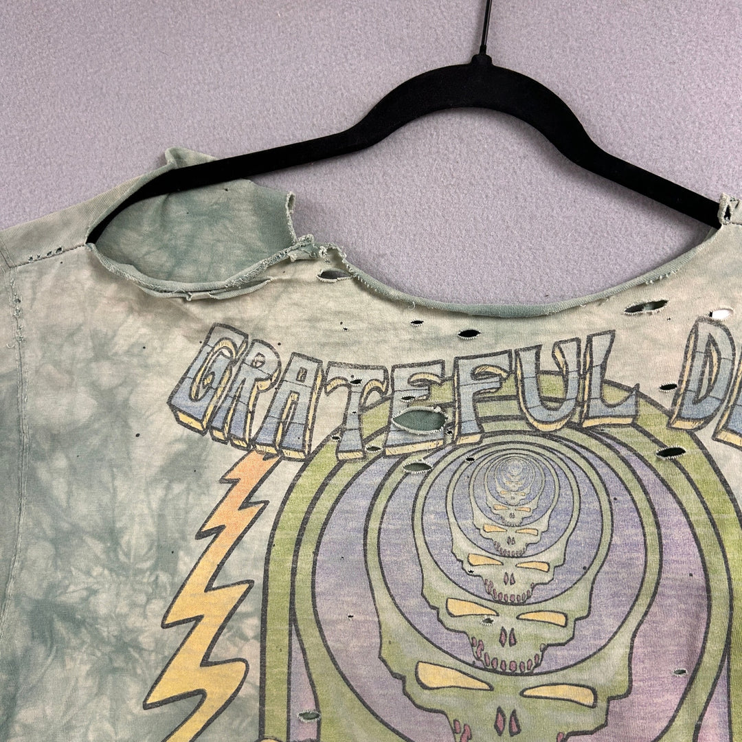 Vintage Grateful Dead Liquid Blue Heavily Distressed Thrashed T Shirt Size XL