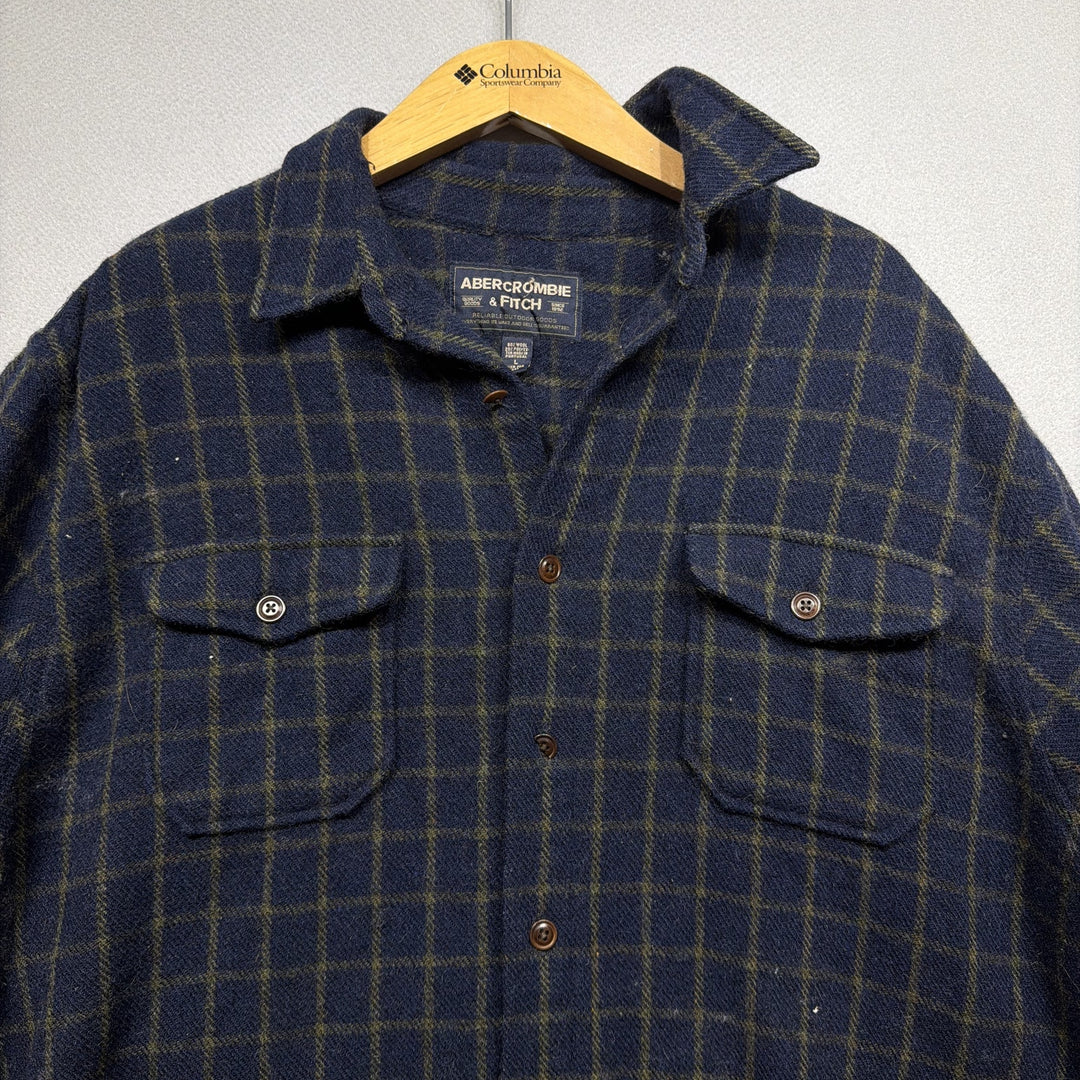 Vintage 90s Abercrombie and Fitch Wool Blend Button Down Shirt Size Large