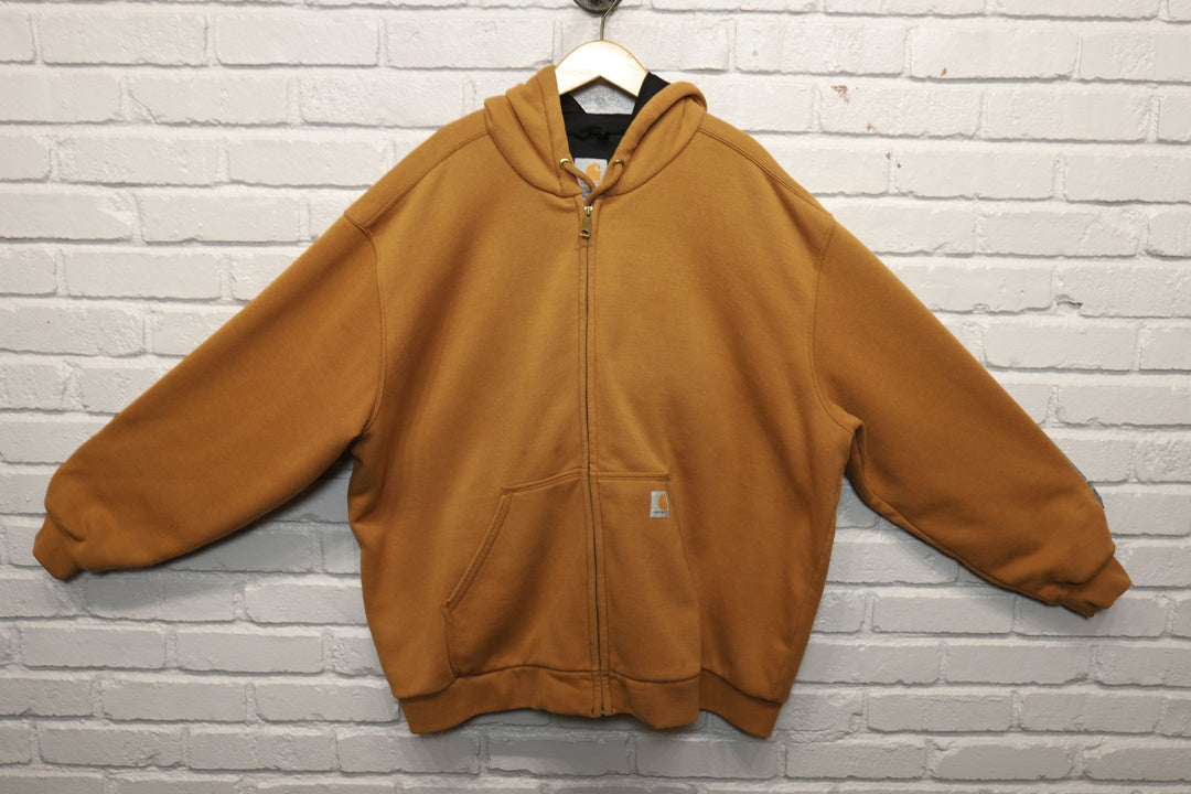 2000s carhartt tan zip up hoodie size xxxl