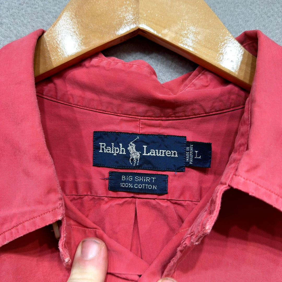 Vintage Polo Ralph Lauren Pink Big Shirt Size Large
