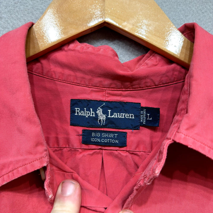 Vintage Polo Ralph Lauren Pink Big Shirt Size Large