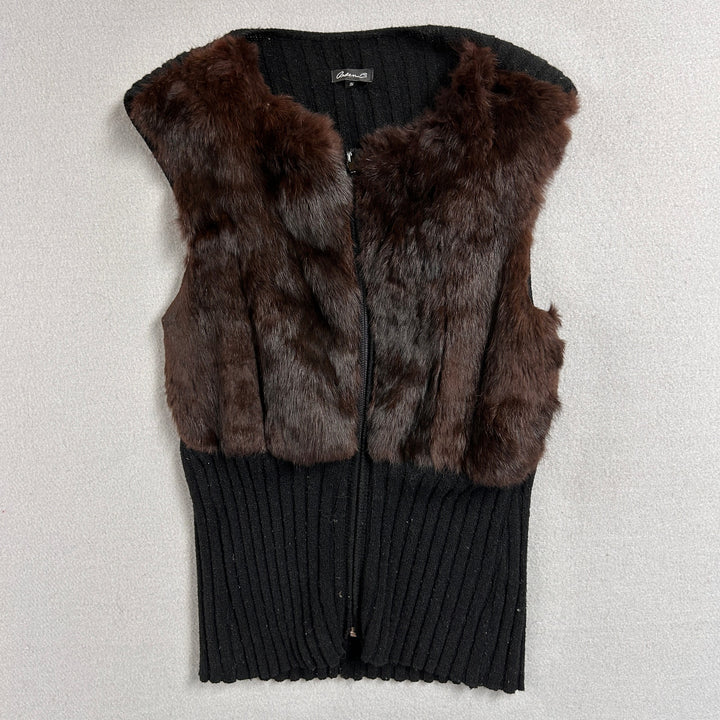Arden B Rabbit Fur  Sweater Vest Size Small