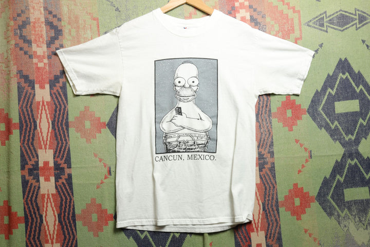 Cancun Mexico Homer Simpson Vintage T Shirt Medium 2000s