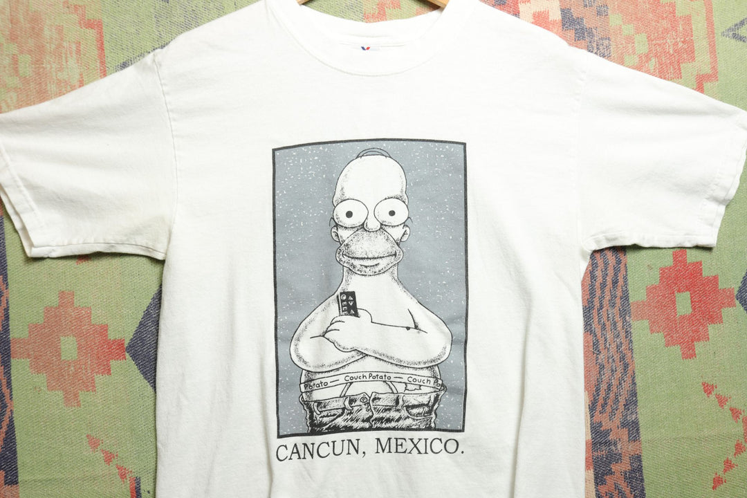 Cancun Mexico Homer Simpson Vintage T Shirt Medium 2000s