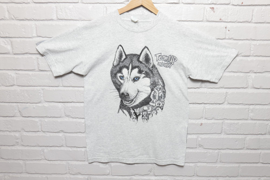 Husky Dogsled Vintage T Shirt 90s Medium