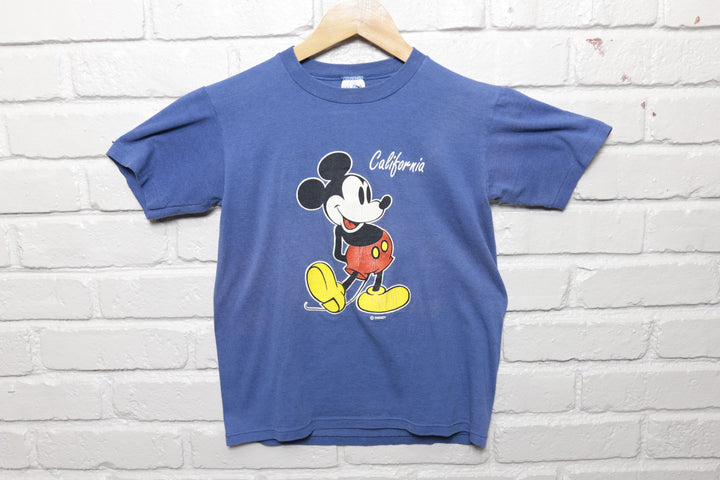 80s Vintage Disney Mickey Mouse California T Shirt Size YOUTH Large