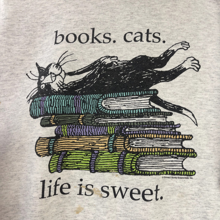 Vintage Books and Cats Sweatshirt Size Large