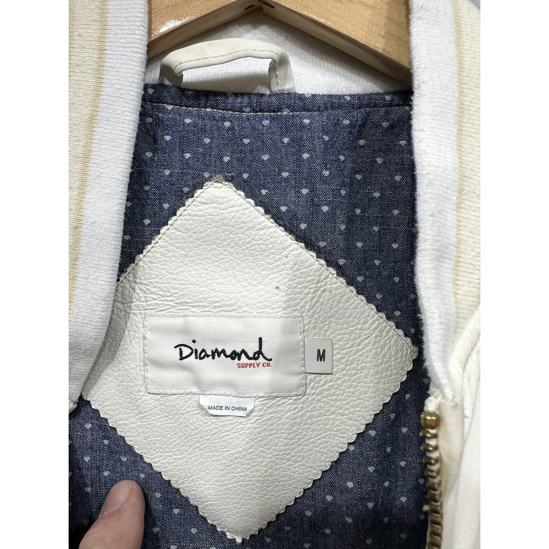 Diamond Supply Co White Bomber Jacket Size Medium