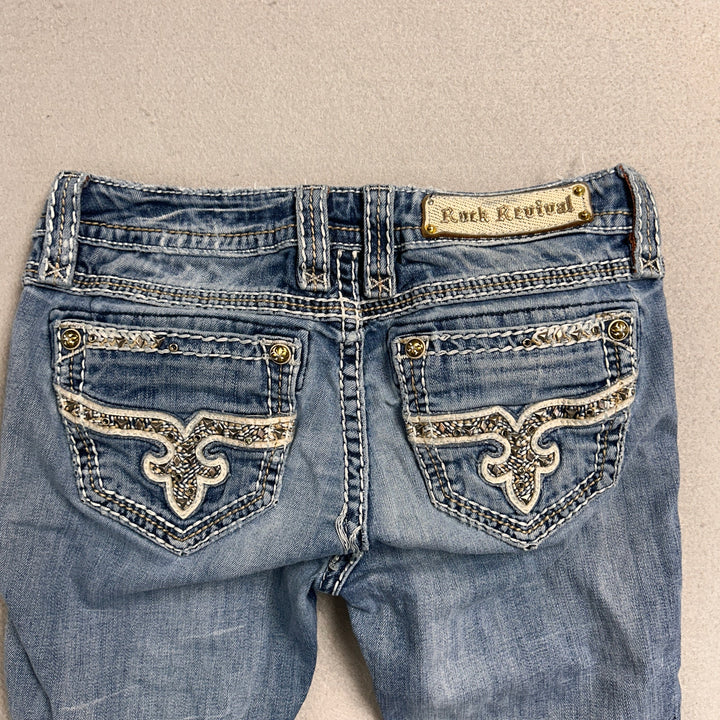 Women's Rock Revival Alost Skinny Jeans 30x30 Big Stitch Y2K