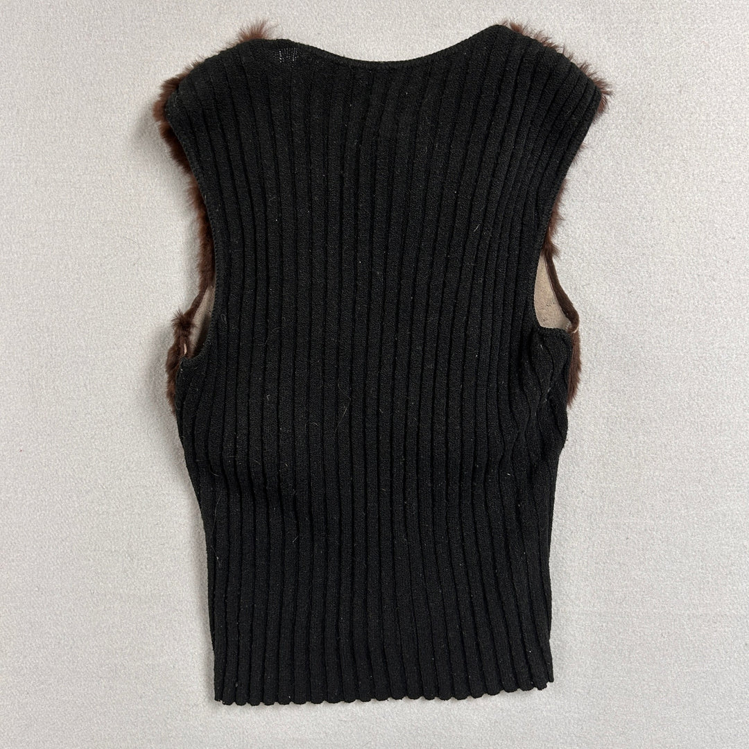 Arden B Rabbit Fur  Sweater Vest Size Small