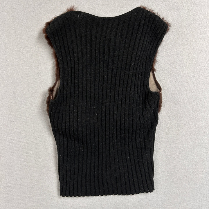 Arden B Rabbit Fur  Sweater Vest Size Small
