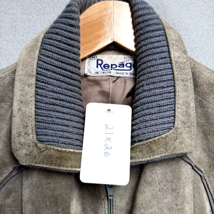 Vintage Suede Panel Gray Jacket Size Medium