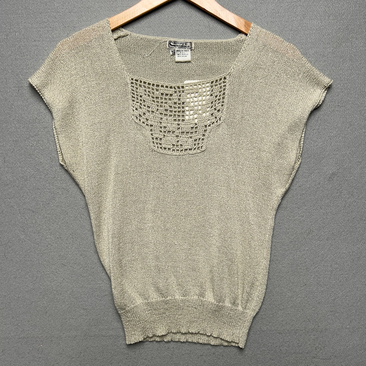 Vintage Women's Campus Casuals Beige Synch Knit Top Small