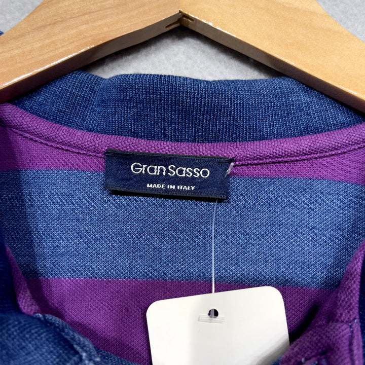 Gran Sasso Made In Italy Striped Cotton Polo Shirt Size Large