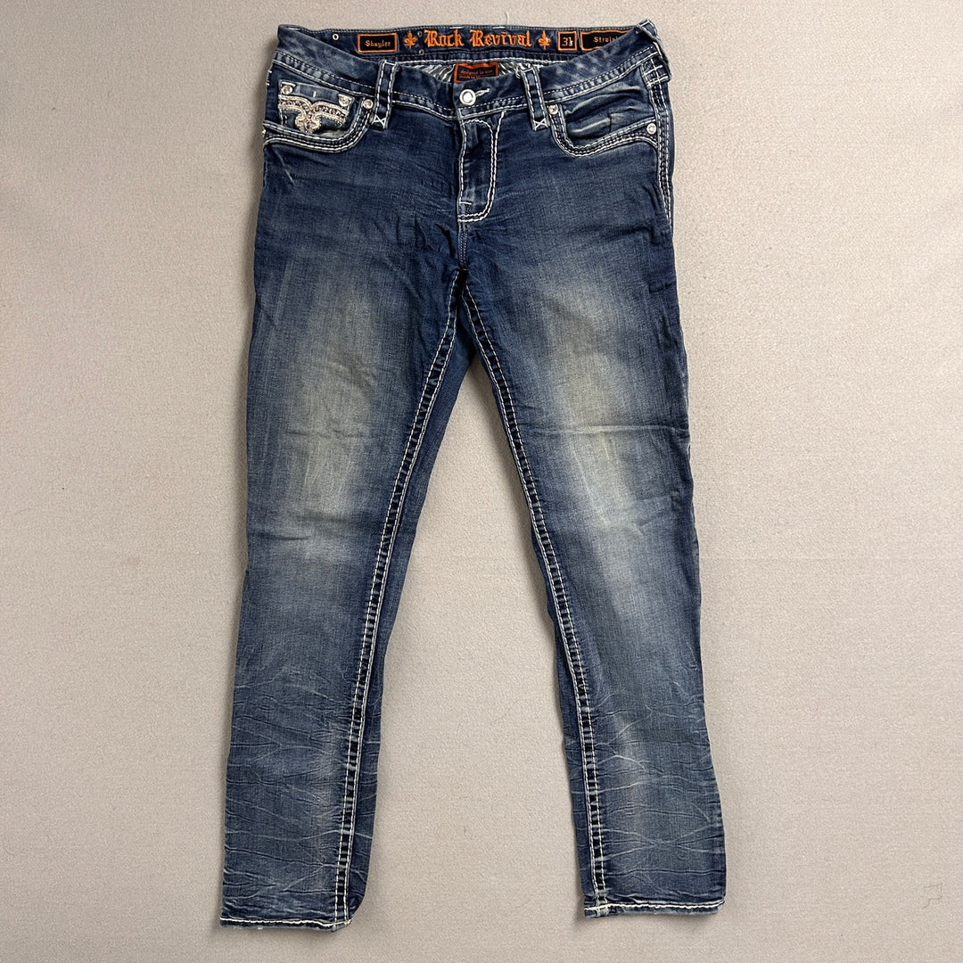 Women's Rock Revival Shaylee Straight Big Stitch Jeans 34x32