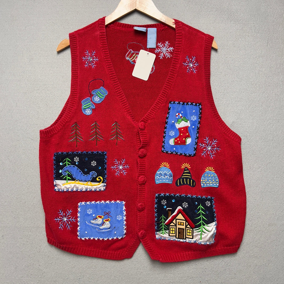 Vintage Holiday Editions Winter Sweater Vest Size Large