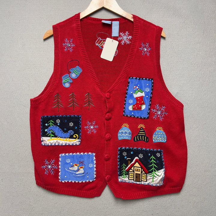 Vintage Holiday Editions Winter Sweater Vest Size Large
